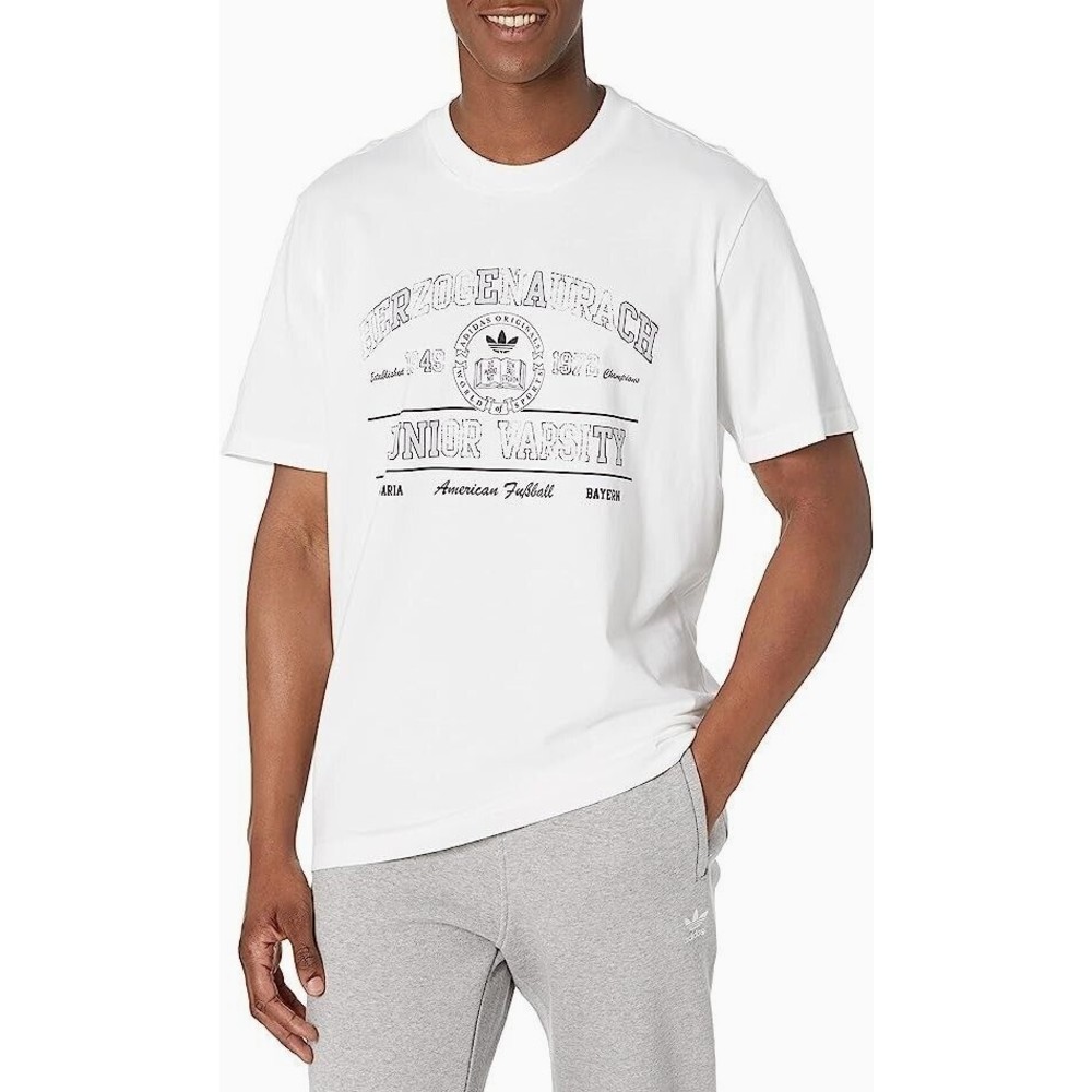 Adidas College Short Sleeve T Shirt  Men's, White, Size M